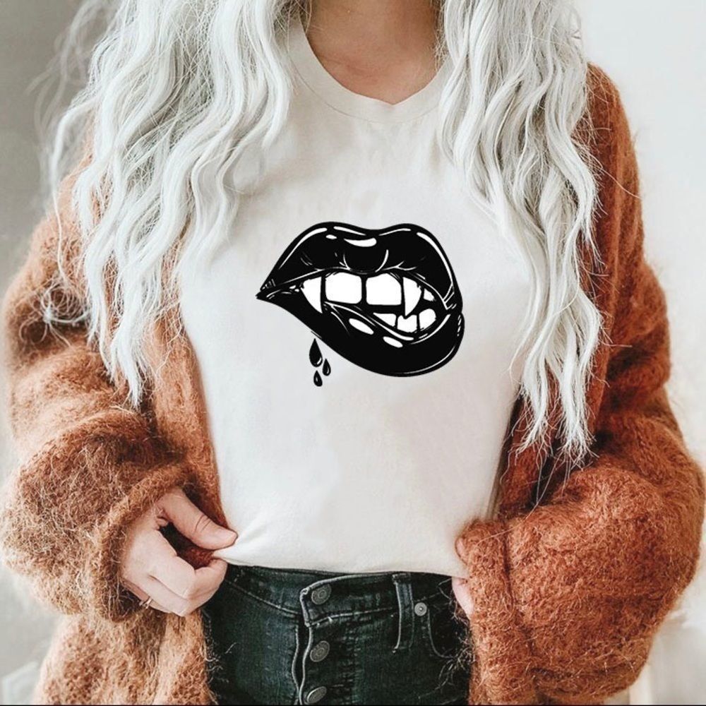 Halloween Vampire Teeth Lips Tee